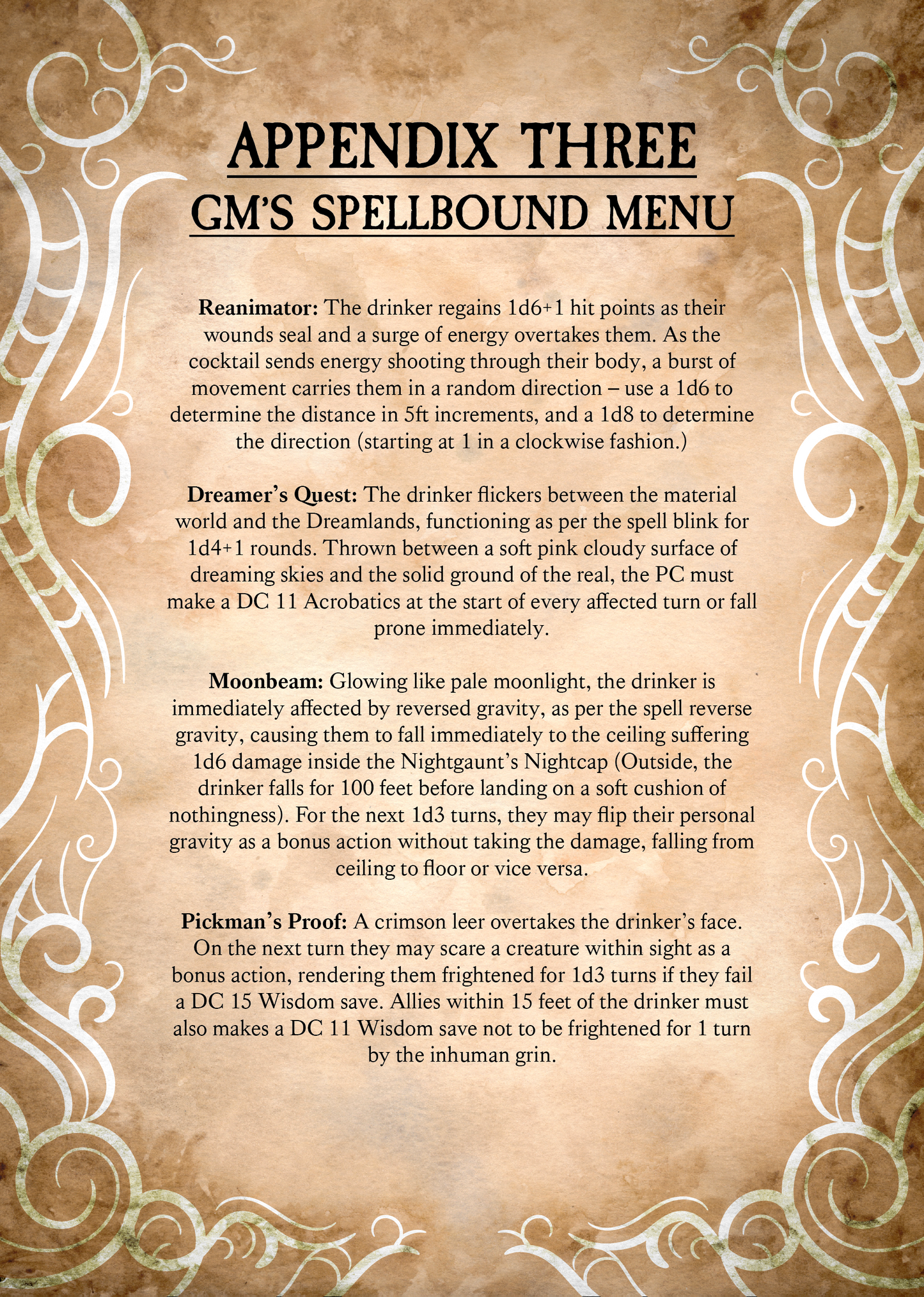 Spell Bound Menu