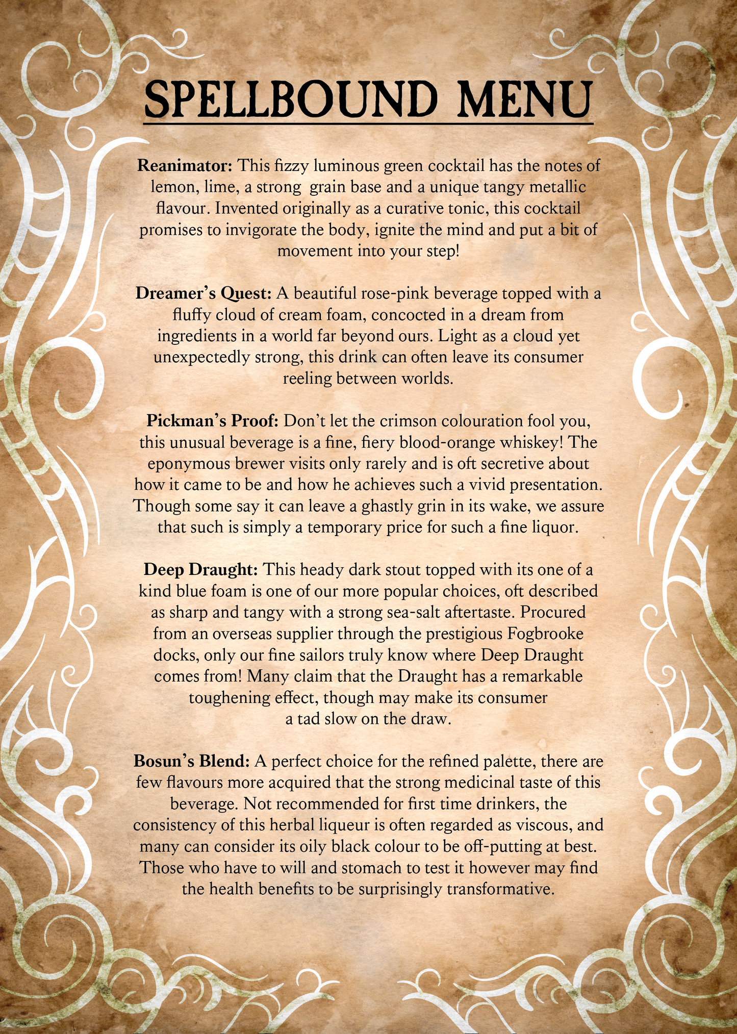 Spell Bound Menu