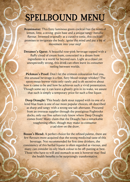 Spell Bound Menu
